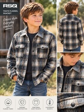 RSQ Boys Quilted Flannel Jacket